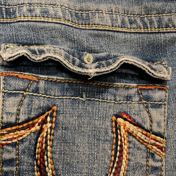 🌹Y2K VINTAGE TRUE RELIGION • Low Rise Stretch Cut Blue Denim Shorts - Picture 9 of 14